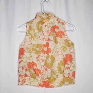 Incline Y2K Sleeveless Mock Top Womens Small Chiffon Overlay Neck Zip